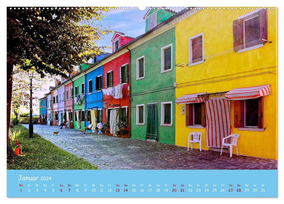 Burano coloré coloré (calendrier mural CALVENDO Premium 2024) 