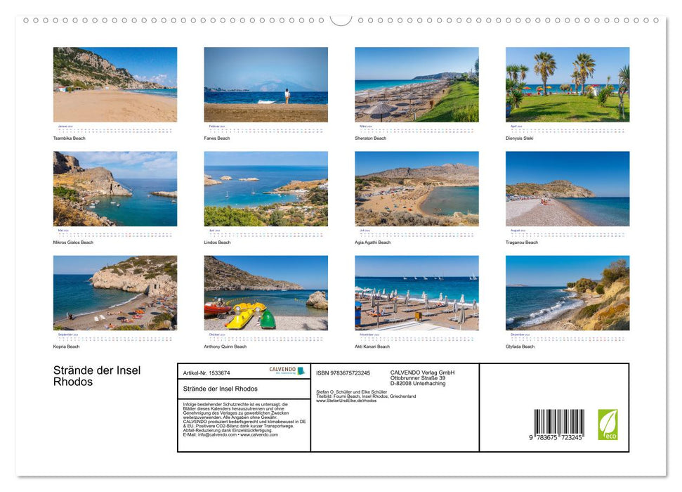 Strände der Insel Rhodos (CALVENDO Premium Wandkalender 2024)