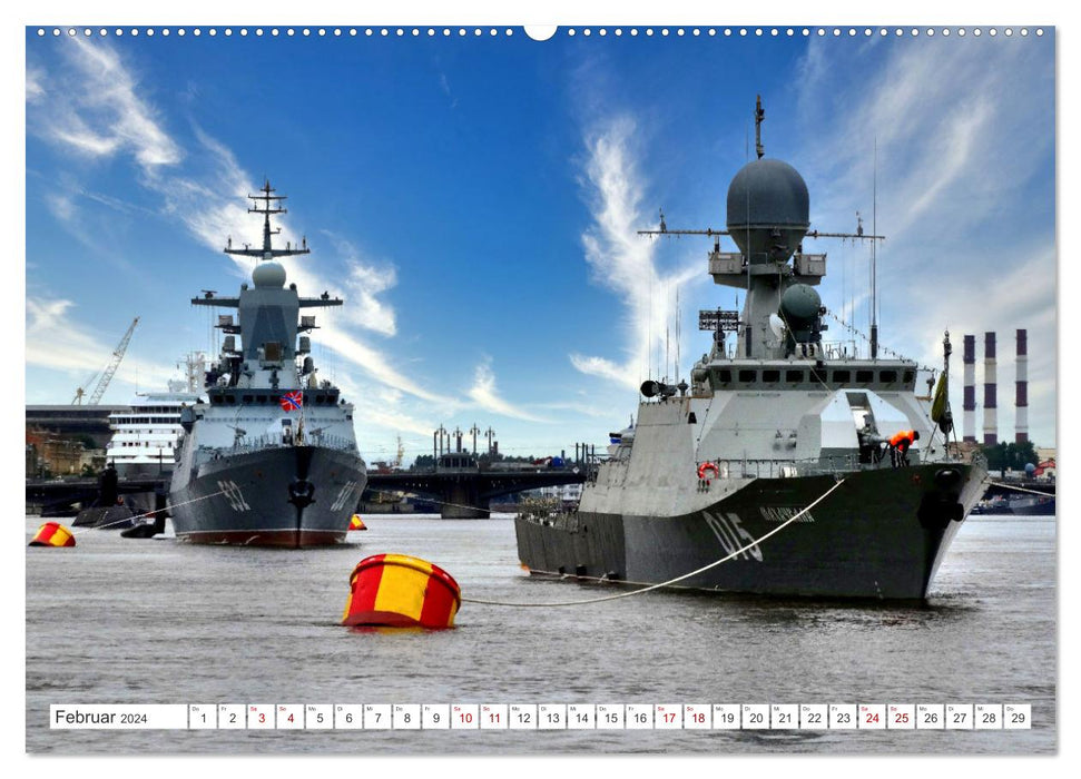 On the waves of the Neva - ships in Saint Petersburg (CALVENDO Premium Wall Calendar 2024) 