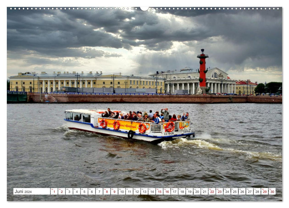 Sur les vagues de la Neva - navires à Saint-Pétersbourg (Calendrier mural CALVENDO Premium 2024) 