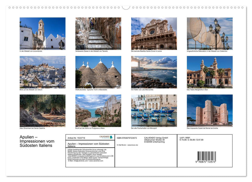 Apulien – Impressionen vom Südosten Italiens (CALVENDO Premium Wandkalender 2024)