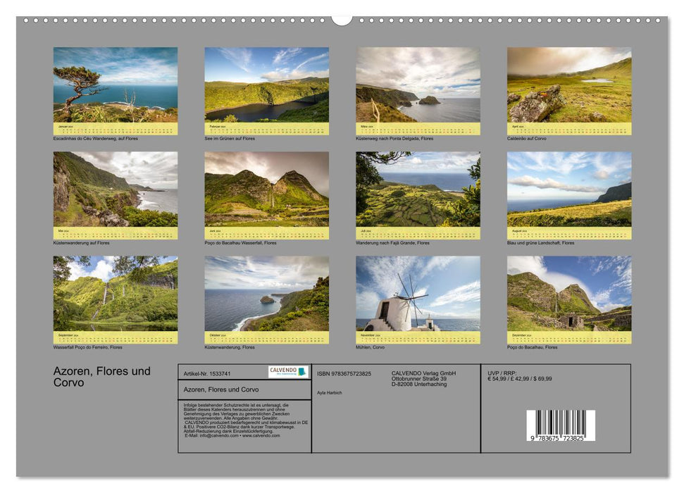 Azores landscapes - Flores and Corvo (CALVENDO wall calendar 2024) 
