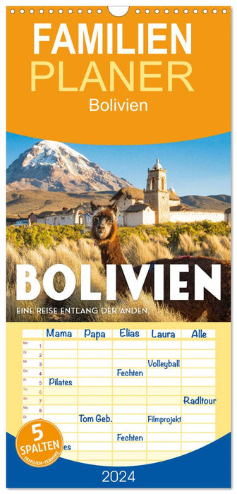 Bolivie - Un voyage le long des Andes. (Agenda familial CALVENDO 2024) 