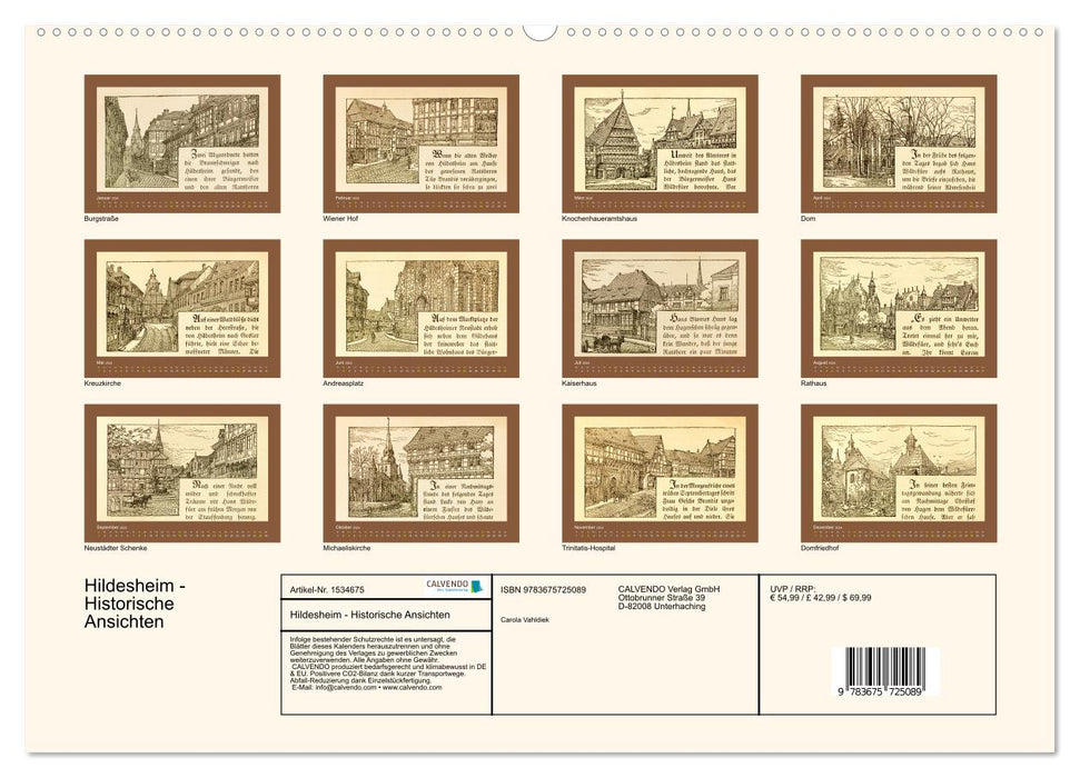 Hildesheim – Vues historiques (Calendrier mural CALVENDO 2024) 