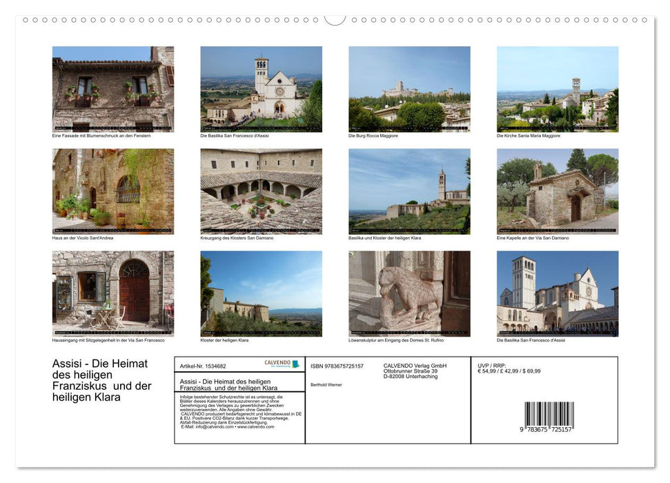 Assisi - Die Heimat des heiligen Franziskus und der heiligen Klara (CALVENDO Wandkalender 2024)
