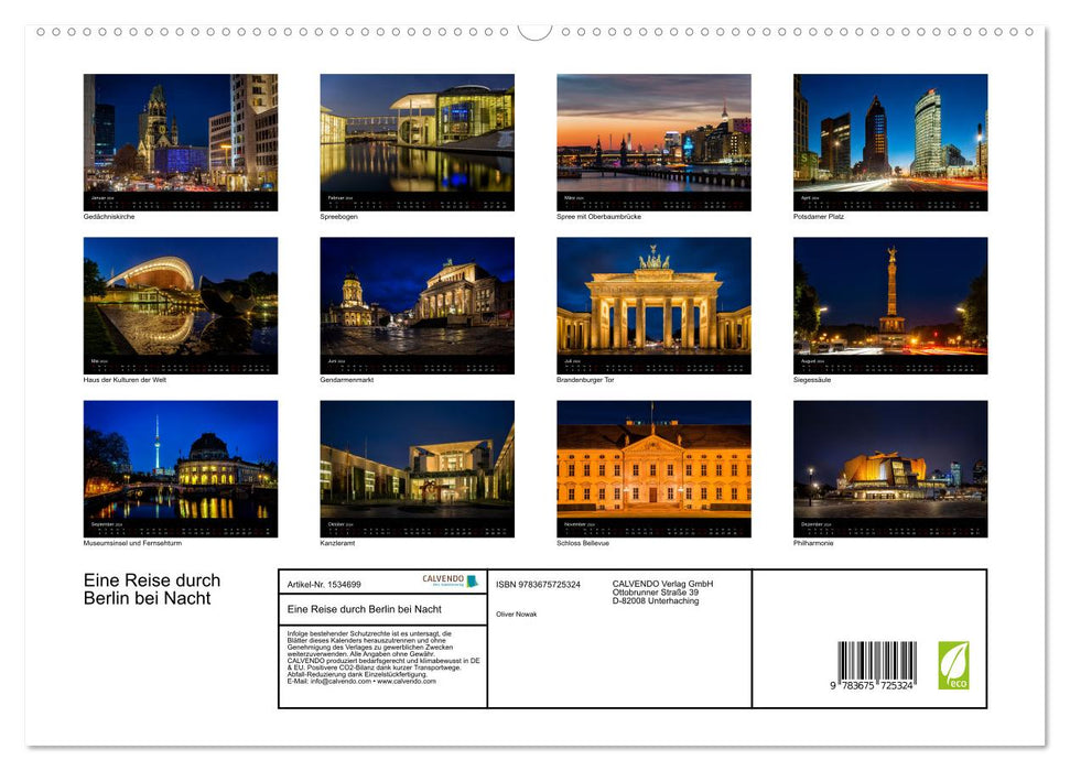 A journey through Berlin at night (CALVENDO Premium Wall Calendar 2024) 