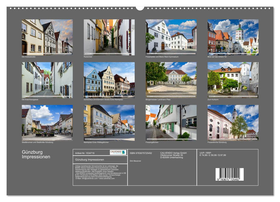 Günzburg Impressionen (CALVENDO Premium Wandkalender 2024)