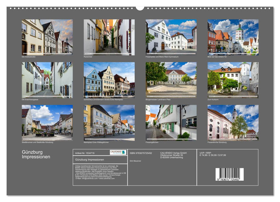 Günzburg Impressions (Calendrier mural CALVENDO Premium 2024) 