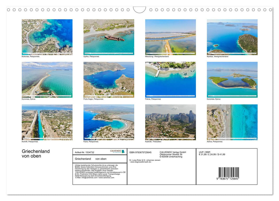 Greece from above (CALVENDO wall calendar 2024) 