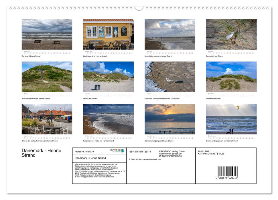 Denmark - Hen Beach (CALVENDO Premium Wall Calendar 2024) 