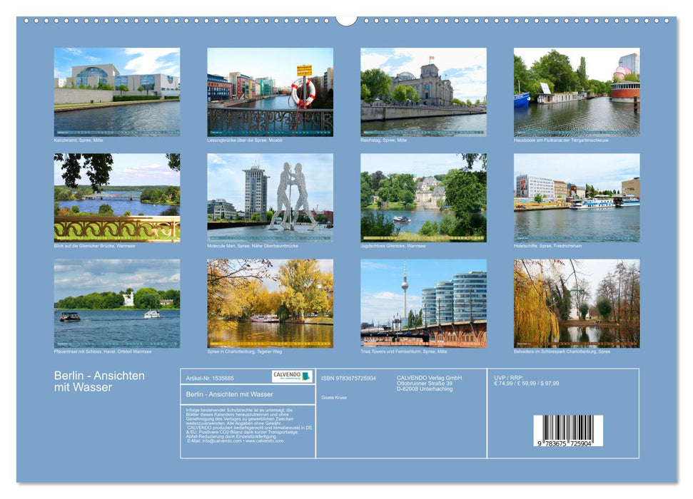 Berlin views with water (CALVENDO Premium Wall Calendar 2024) 