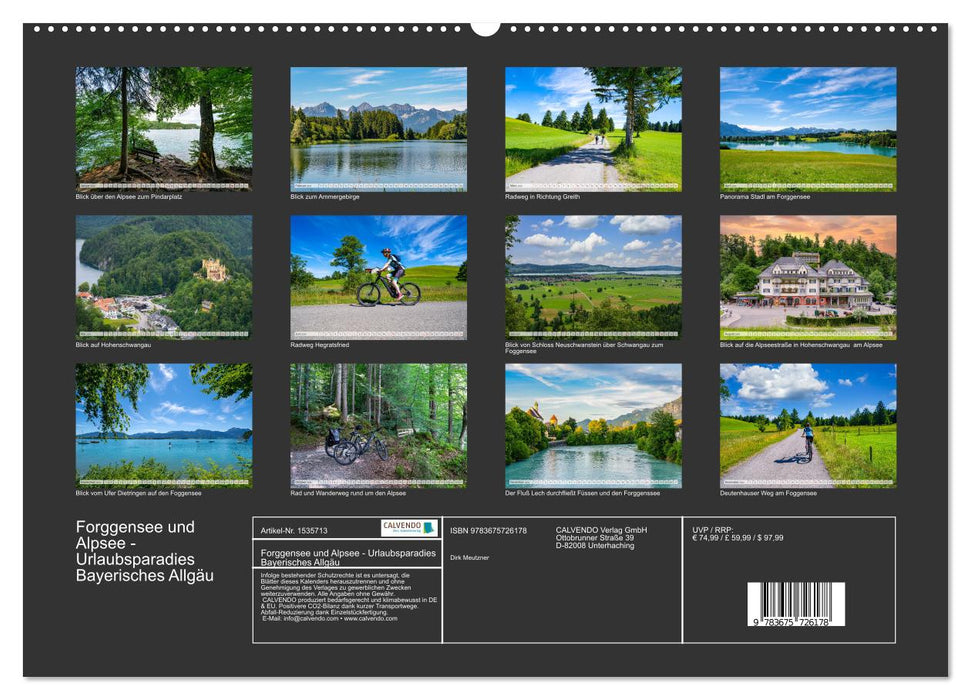 Forggensee and Alpsee - holiday paradise Bavarian Allgäu (CALVENDO Premium Wall Calendar 2024) 