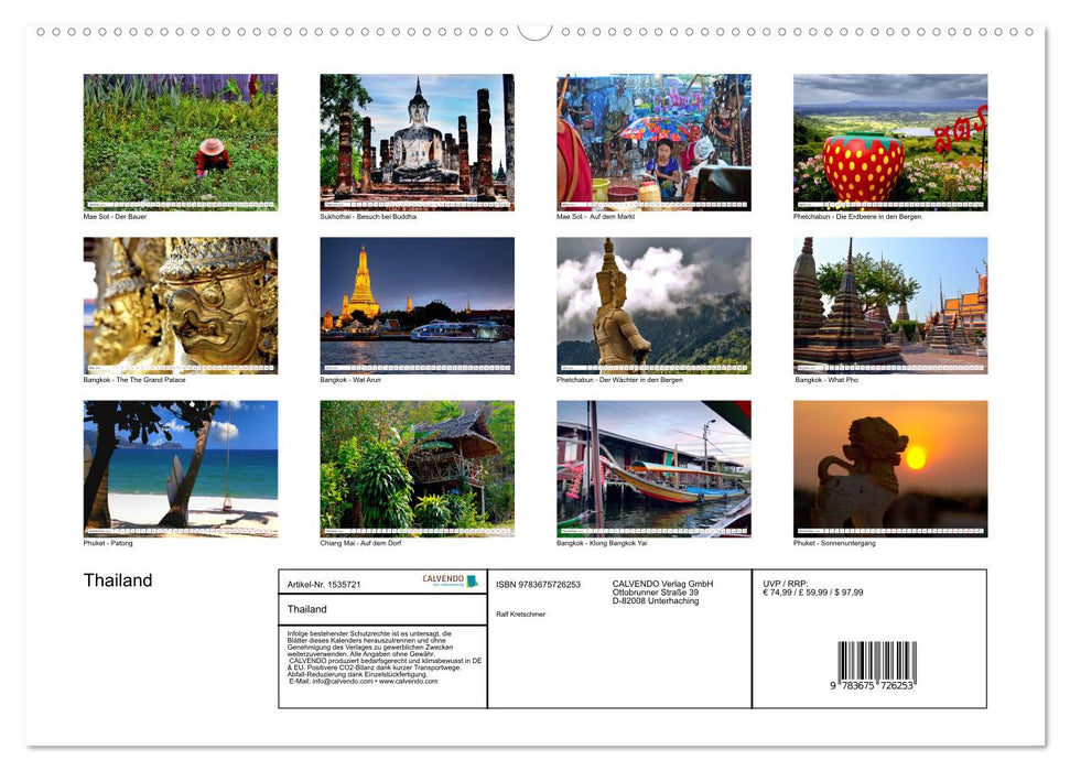 Thailand (Ralf Kretschmer) (CALVENDO Premium Wall Calendar 2024) 