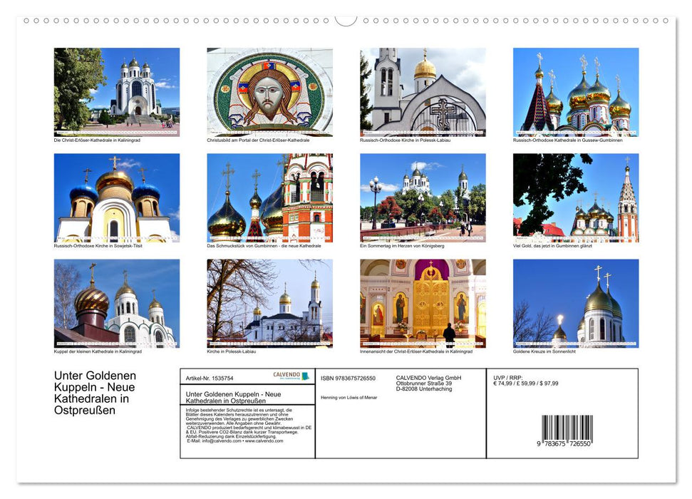 Under Golden Domes - New Cathedrals in East Prussia (CALVENDO Premium Wall Calendar 2024) 