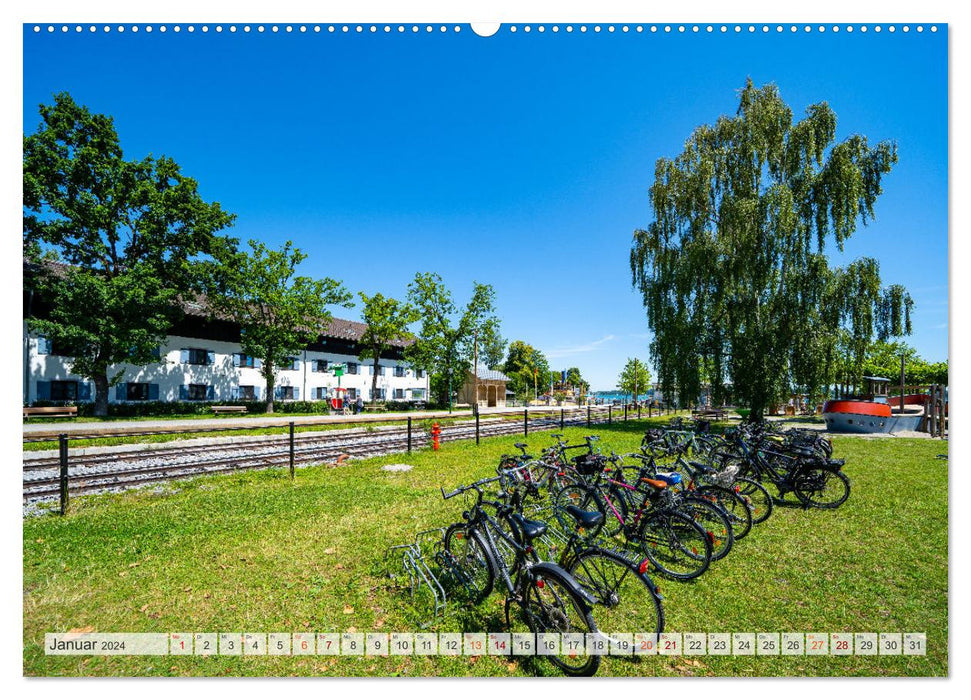 Der Chiemsee - Mit dem Rad im Bayerischen Alpenvorland (CALVENDO Premium Wandkalender 2024)