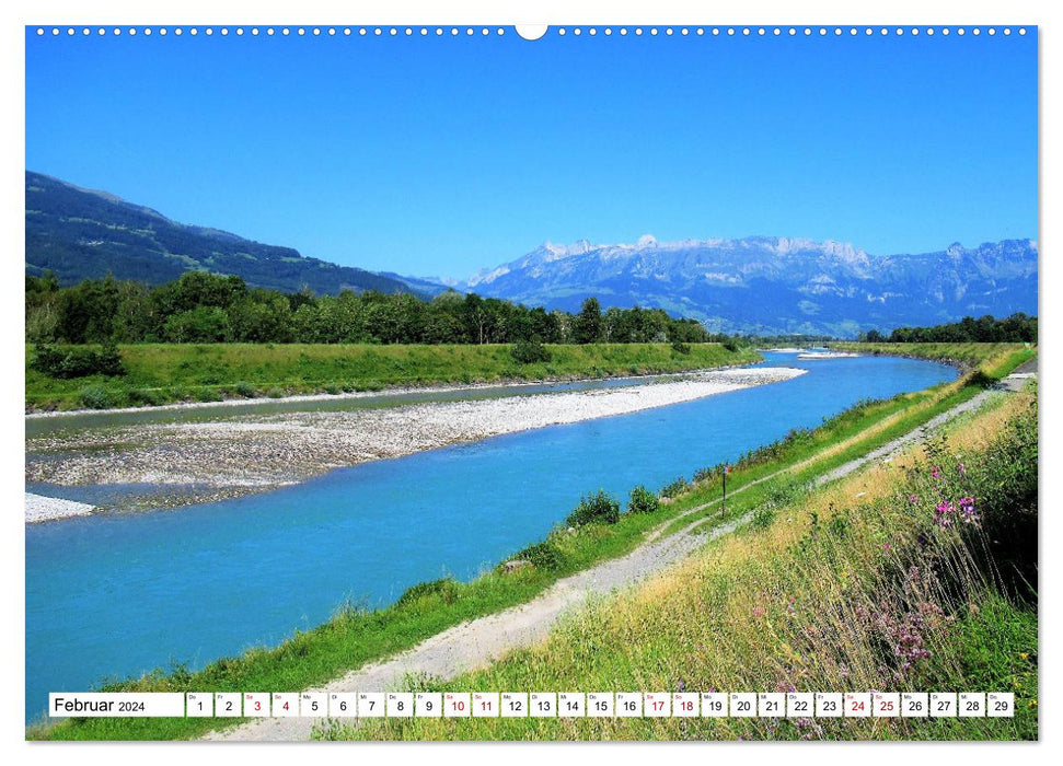 Liechtenstein - zwischen Rhein und Hochgebirge (CALVENDO Premium Wandkalender 2024)