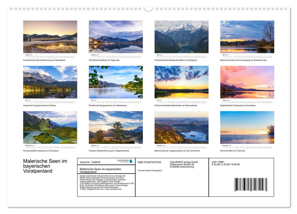Picturesque lakes in the Bavarian foothills of the Alps (CALVENDO wall calendar 2024) 