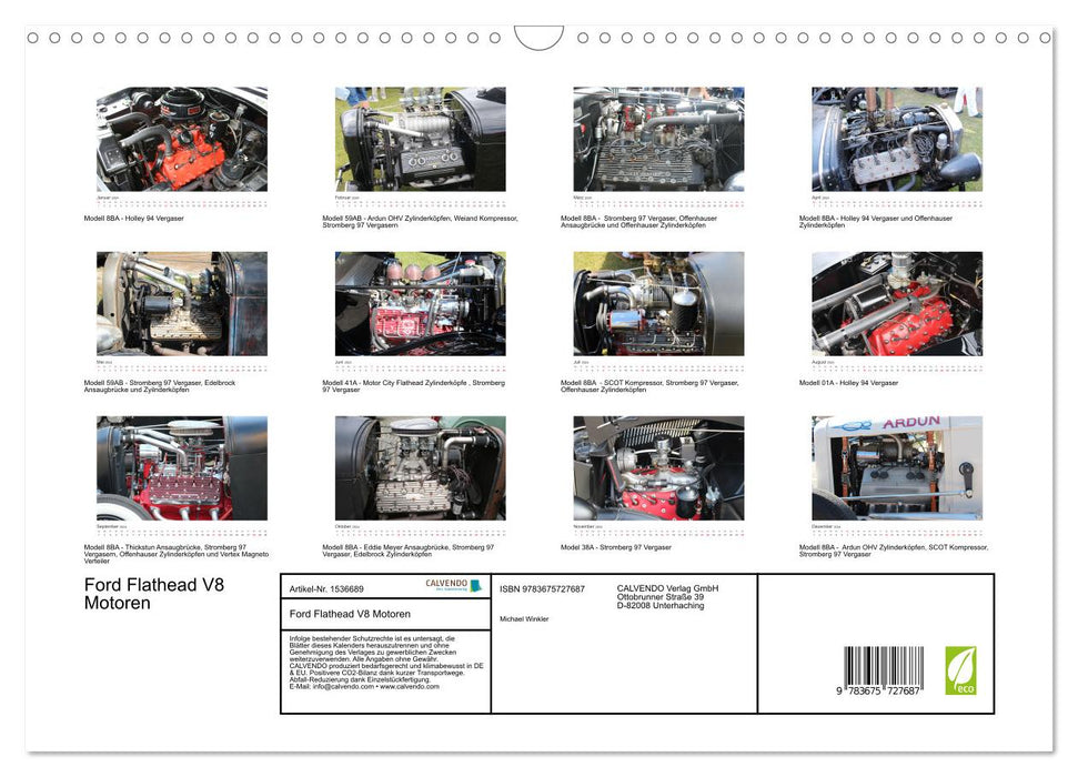 Ford Flathead V8 Motoren (CALVENDO Wandkalender 2024)