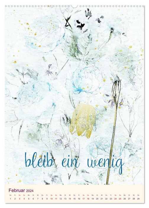 Aquarell Blumenmalerei mit Sprüchen (CALVENDO Premium Wandkalender 2024)