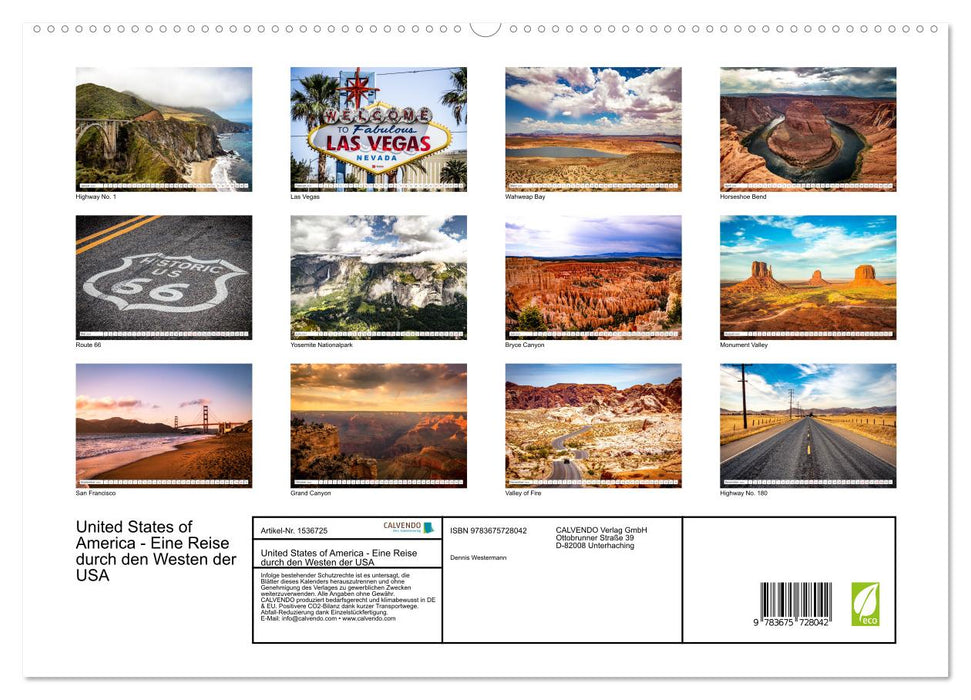 United States of America - Eine Reise durch den Westen der USA (CALVENDO Premium Wandkalender 2024)