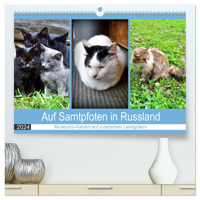 Auf Samtpfoten in Russland - Museums-Katzen auf russischen Landgütern (CALVENDO Premium Wandkalender 2024)