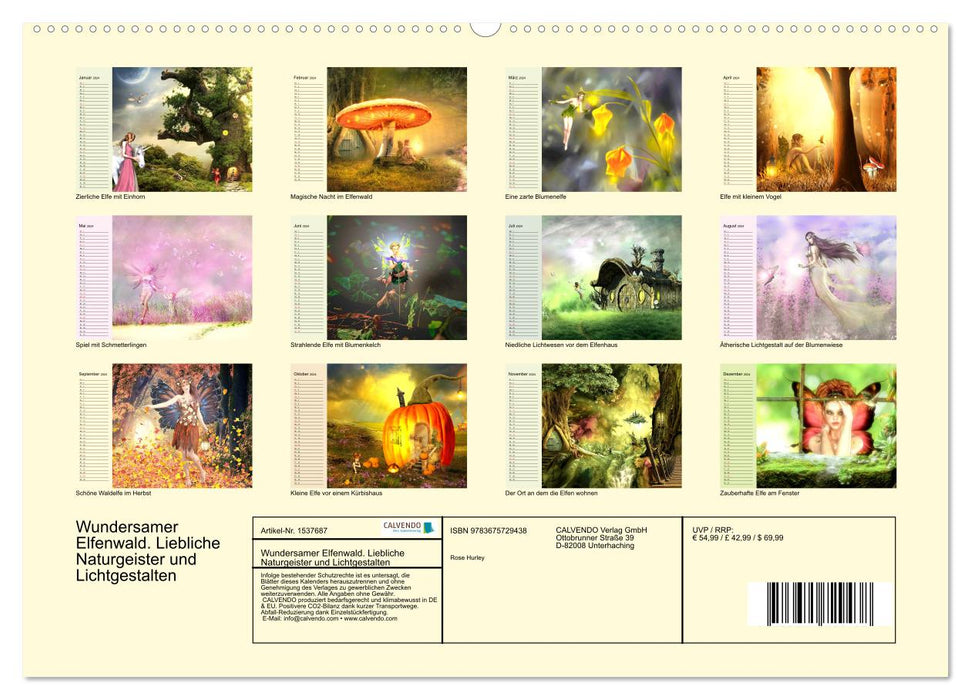Wundersamer Elfenwald. Liebliche Naturgeister und Lichtgestalten (CALVENDO Wandkalender 2024)