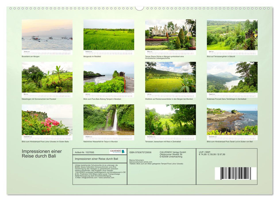 Impressionen einer Reise durch Bali (CALVENDO Premium Wandkalender 2024)