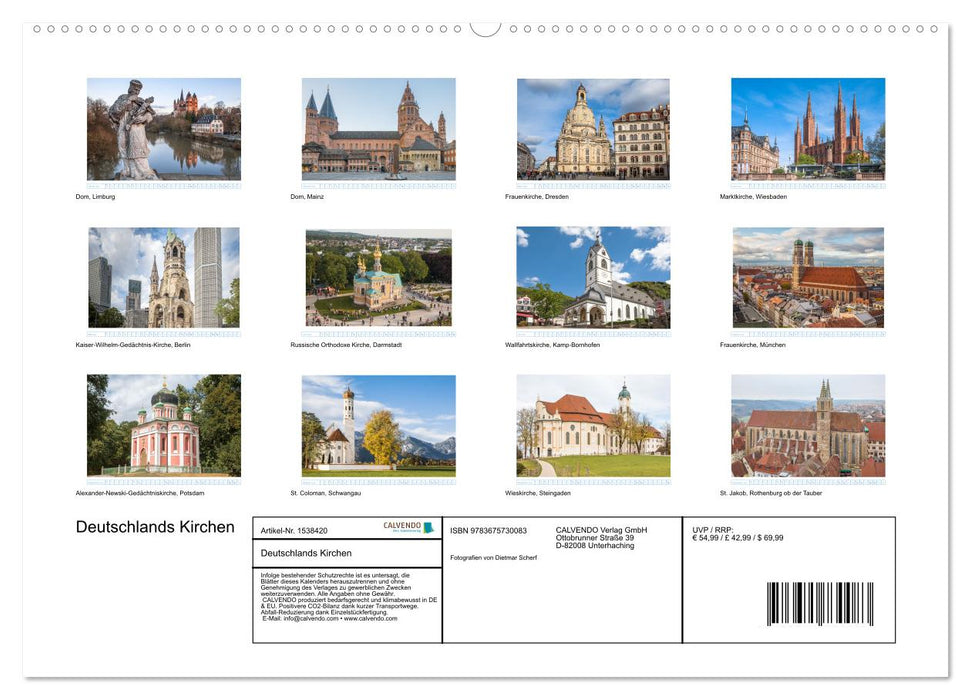 Deutschlands Kirchen (CALVENDO Wandkalender 2024)