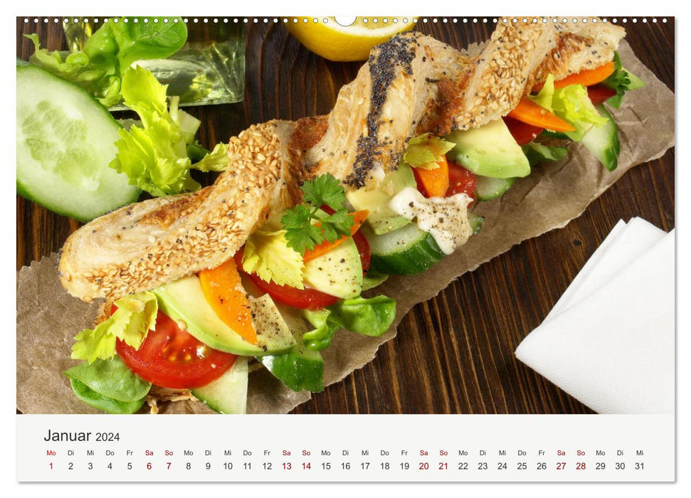 Vegan Food Calendar – Dishes and Snacks (CALVENDO Premium Wall Calendar 2024) 