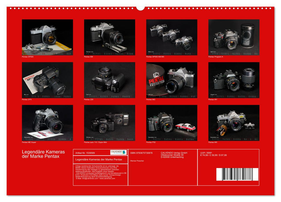 Legendäre Kameras der Marke Pentax (CALVENDO Premium Wandkalender 2024)