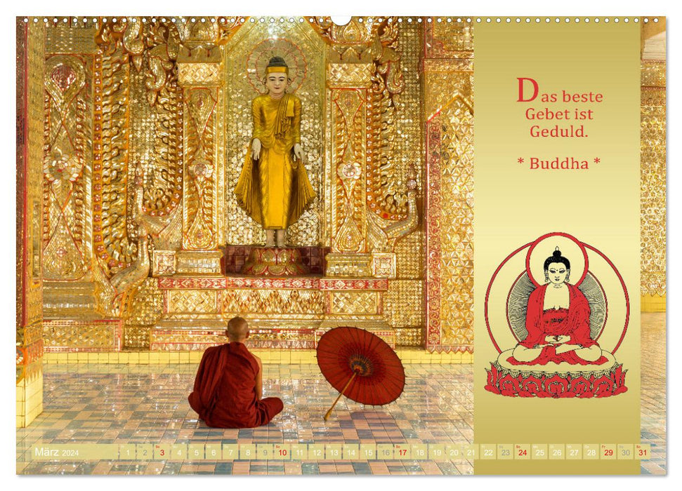 BUDDHAS WORTE - Buddhistische Weisheiten (CALVENDO Premium Wandkalender 2024)