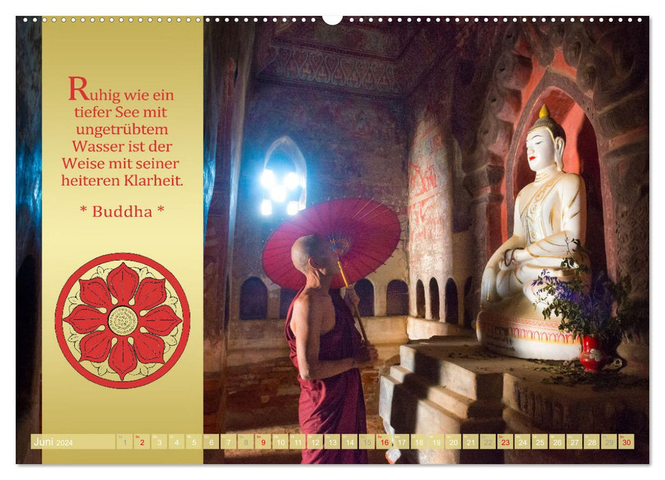 BUDDHAS WORTE - Buddhistische Weisheiten (CALVENDO Premium Wandkalender 2024)