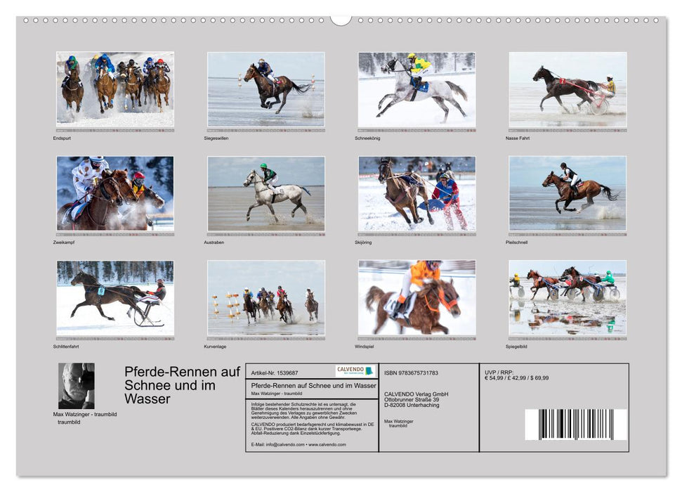 Pferde-Rennen auf Schnee und im Wasser (CALVENDO Wandkalender 2024)