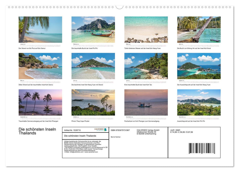 Die schönsten Inseln Thailands (CALVENDO Premium Wandkalender 2024)
