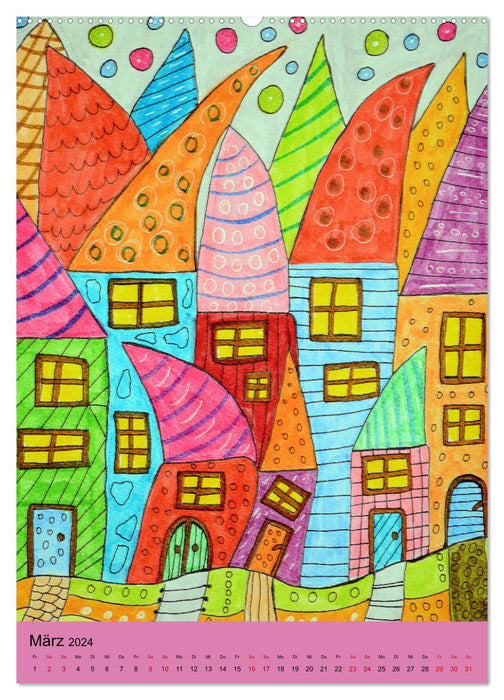 Häuser in Farbenpracht (CALVENDO Premium Wandkalender 2024)