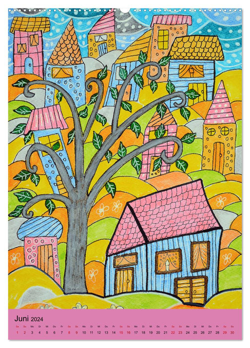 Häuser in Farbenpracht (CALVENDO Premium Wandkalender 2024)