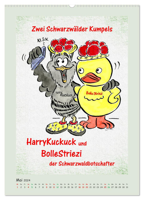 Bollenhut Cartoons (Calvendo Premium Calendrier mural 2024) 