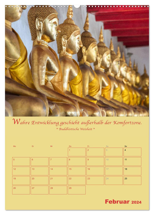 BUDDHA IN GOLD - Mit buddhistischen Sprüchen (CALVENDO Wandkalender 2024)