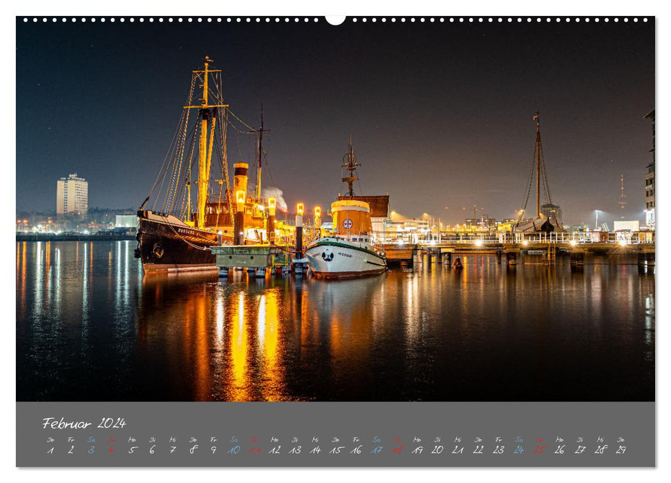 So schön ist Kiel im Dunkeln (CALVENDO Wandkalender 2024)