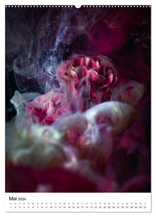Spiel der Farben - Blüten unter Wasser mit Acrylfarben (CALVENDO Wandkalender 2024)
