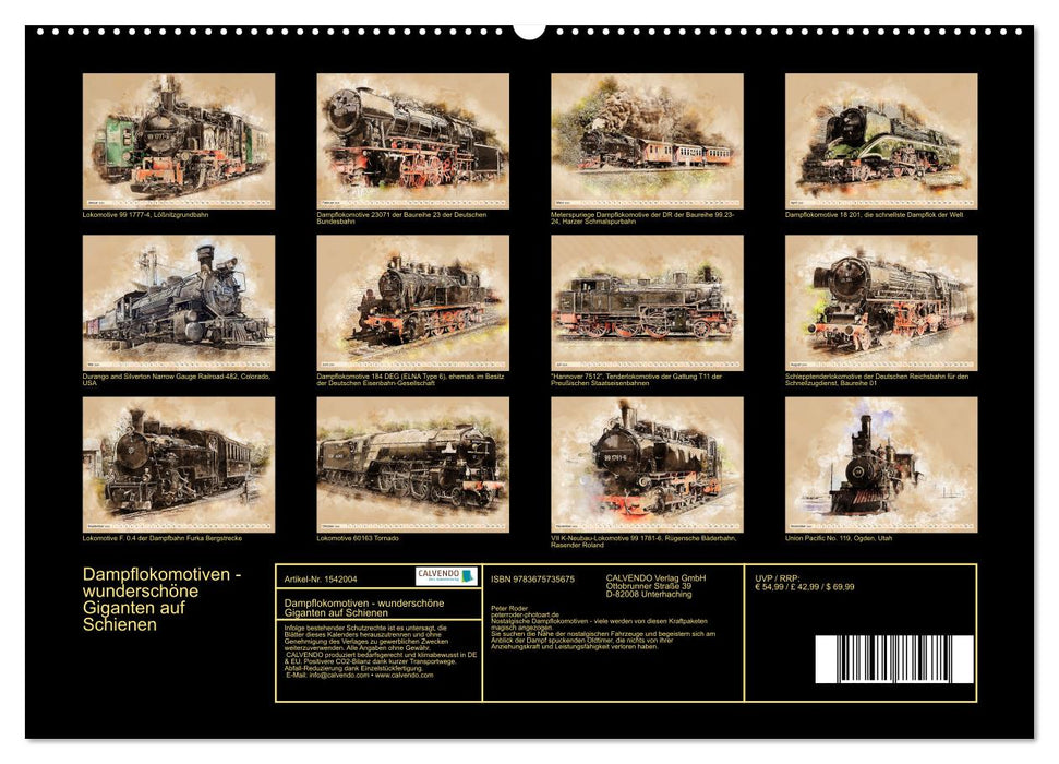 Dampflokomotiven - wunderschöne Giganten auf Schienen (CALVENDO Wandkalender 2024)