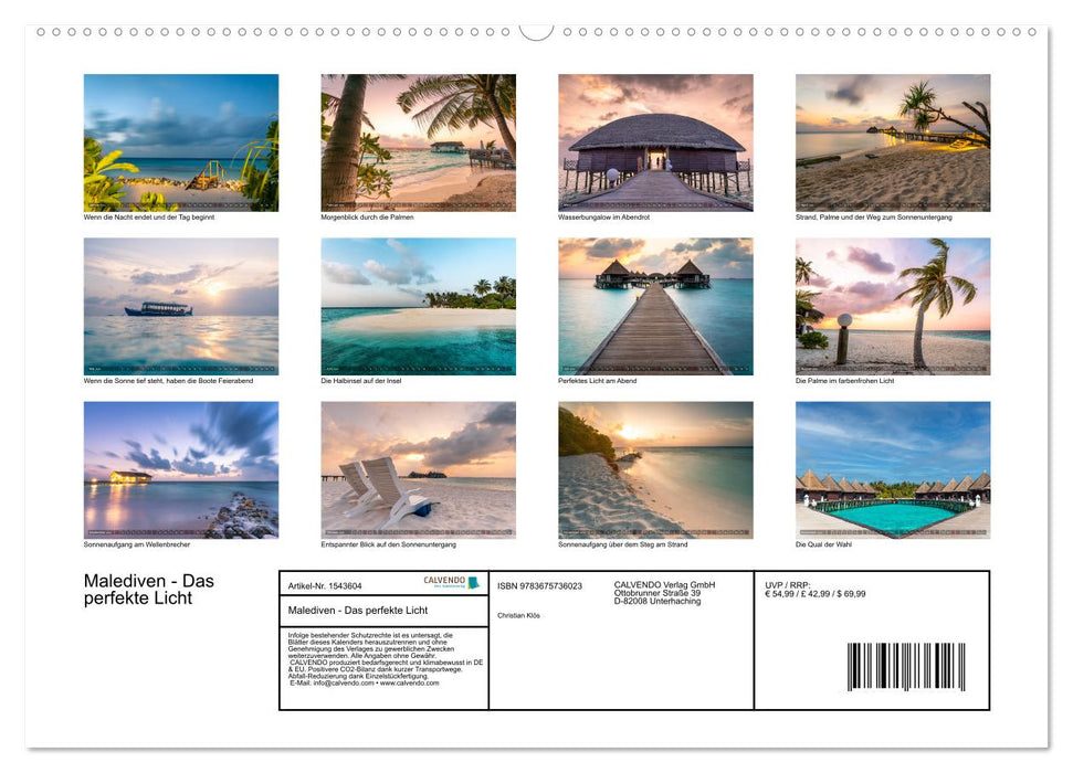 Maldives - La lumière parfaite (Calendrier mural CALVENDO 2024) 