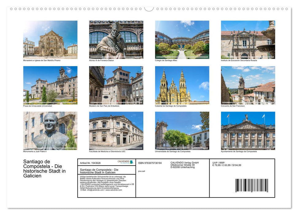 Santiago de Compostela - Die historische Stadt in der spanischen Region Galicien (CALVENDO Premium Wandkalender 2024)