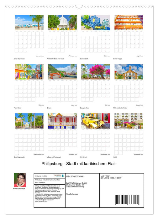 Philipsburg - ville au charme caribéen (calendrier mural CALVENDO 2024) 