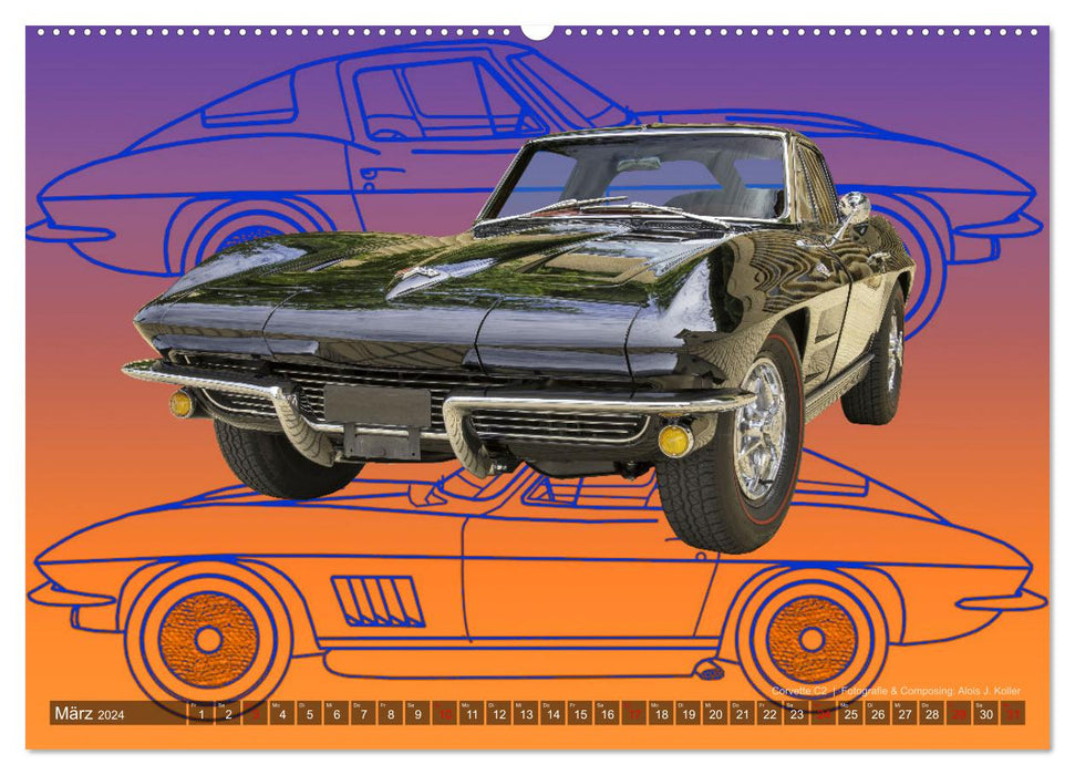 Corvette Photocomposing (Calendrier mural CALVENDO Premium 2024) 
