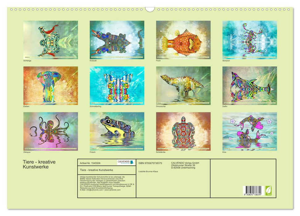 Animaux - œuvres d'art créatives (calendrier mural CALVENDO 2024) 