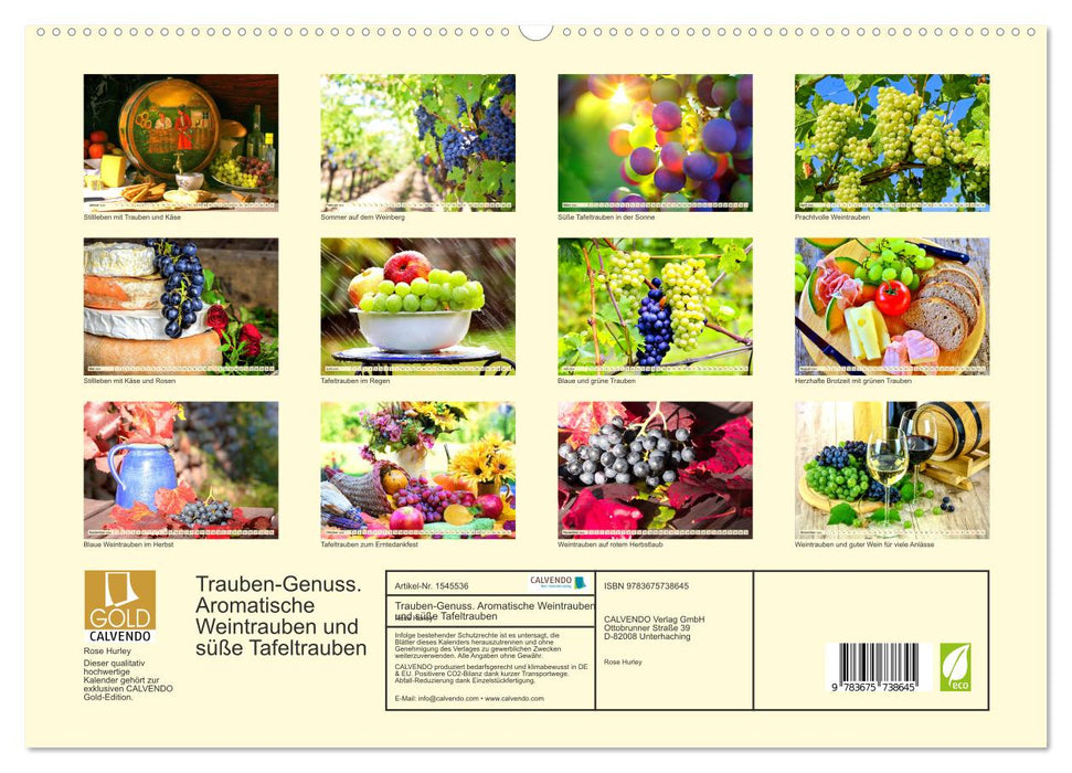 Trauben-Genuss. Aromatische Weintrauben und süße Tafeltrauben (CALVENDO Premium Wandkalender 2024)