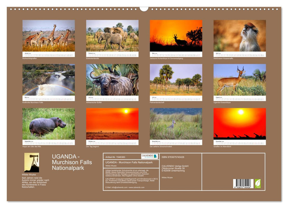 UGANDA - Murchison Falls National Park (CALVENDO wall calendar 2024) 