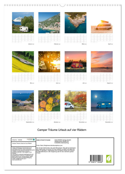 Camper Träume Urlaub auf vier Rädern (CALVENDO Premium Wandkalender 2024)