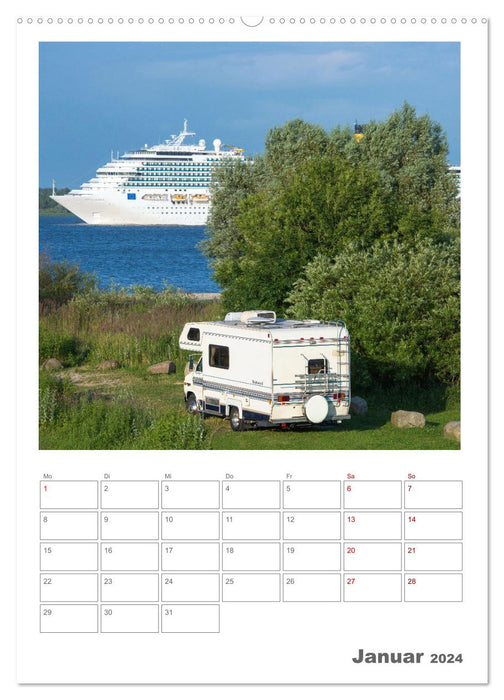 Un campeur rêve de vacances sur quatre roues (Calendrier mural CALVENDO Premium 2024) 